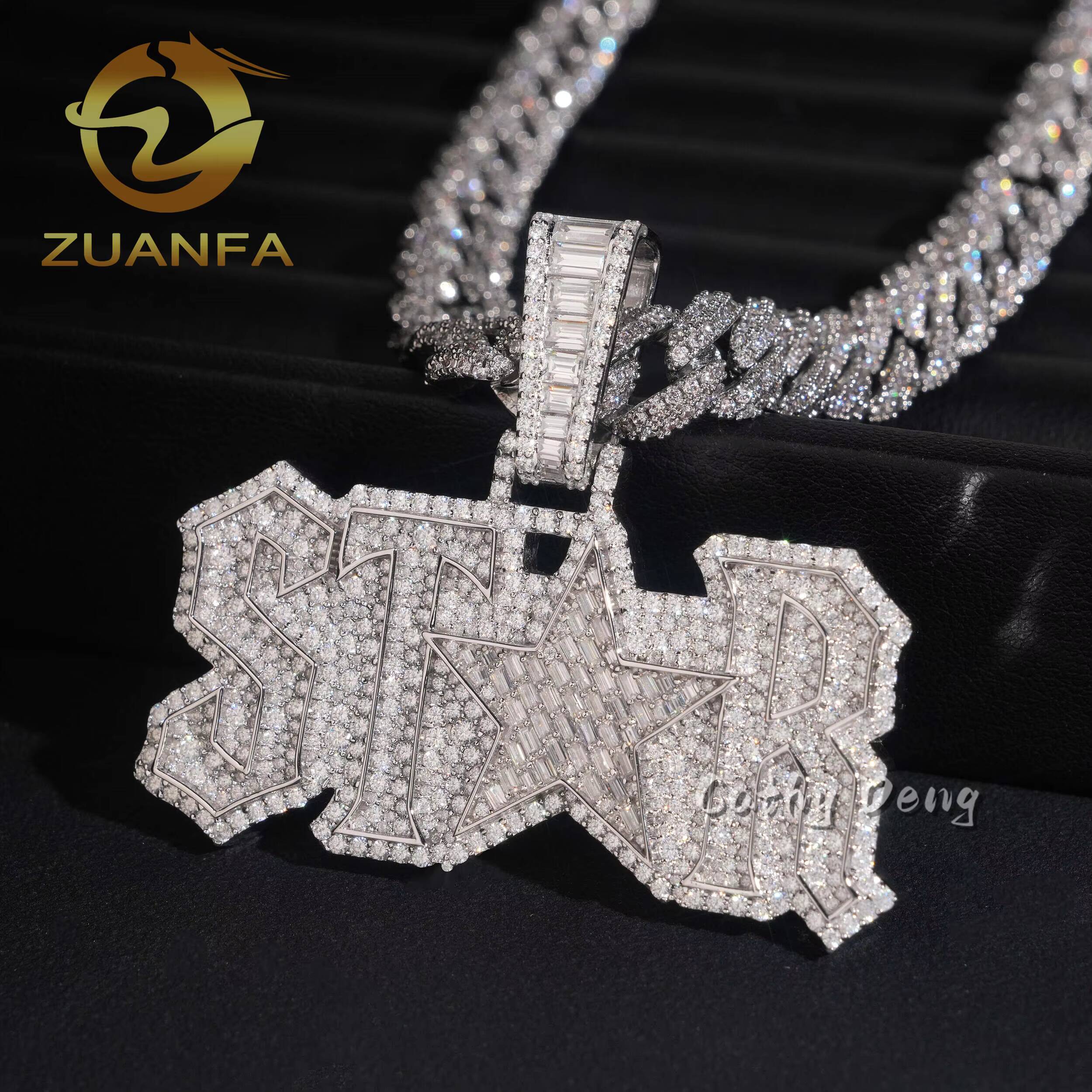 Personalized Hip Hop Jewelry Hip Hop Pendant Moissanite Sterling Silver 925 Moissanite Charm Custom Letter Pendant