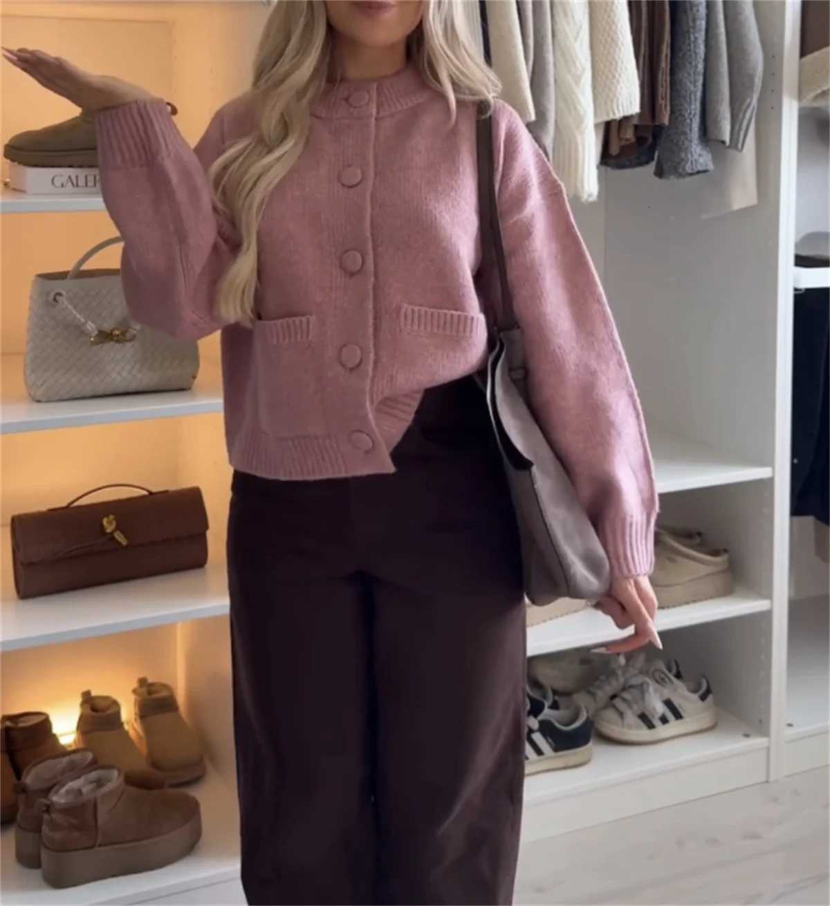 Women Fashion French Knitted Cardigan Single Breasted Pocket O Neck Coat Lady Elegant Casual Sweater Coats Streetwear Chic SolidT251101