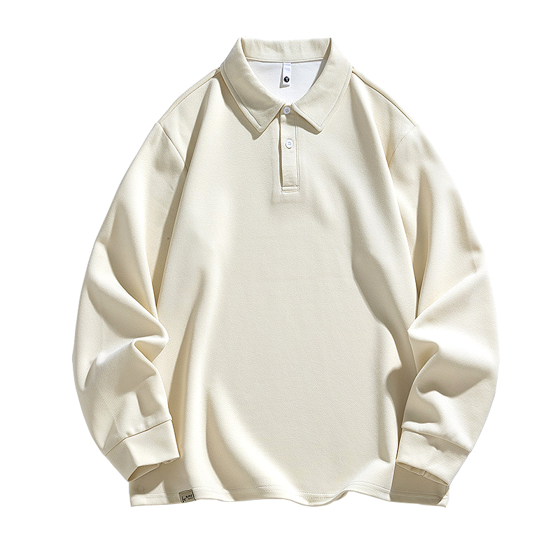 H271 Men Long-sleeved Autumn and Winter Heavy Loose Solid Color Lapel Youth Casual