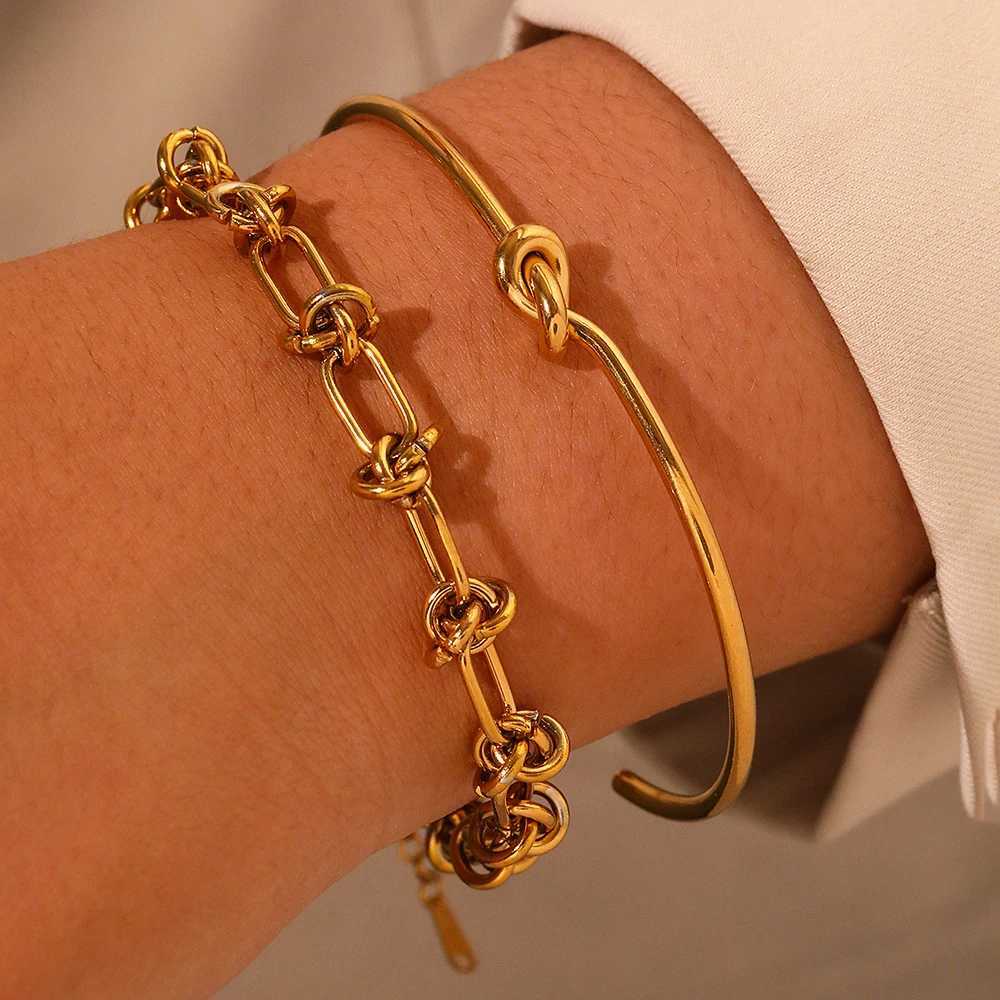 Stainless Steel Bracelets 2 Popular Creative Knot Bracelets Vintage Design Bracelets Womens Jewelry Unusual Gifts New Y250329