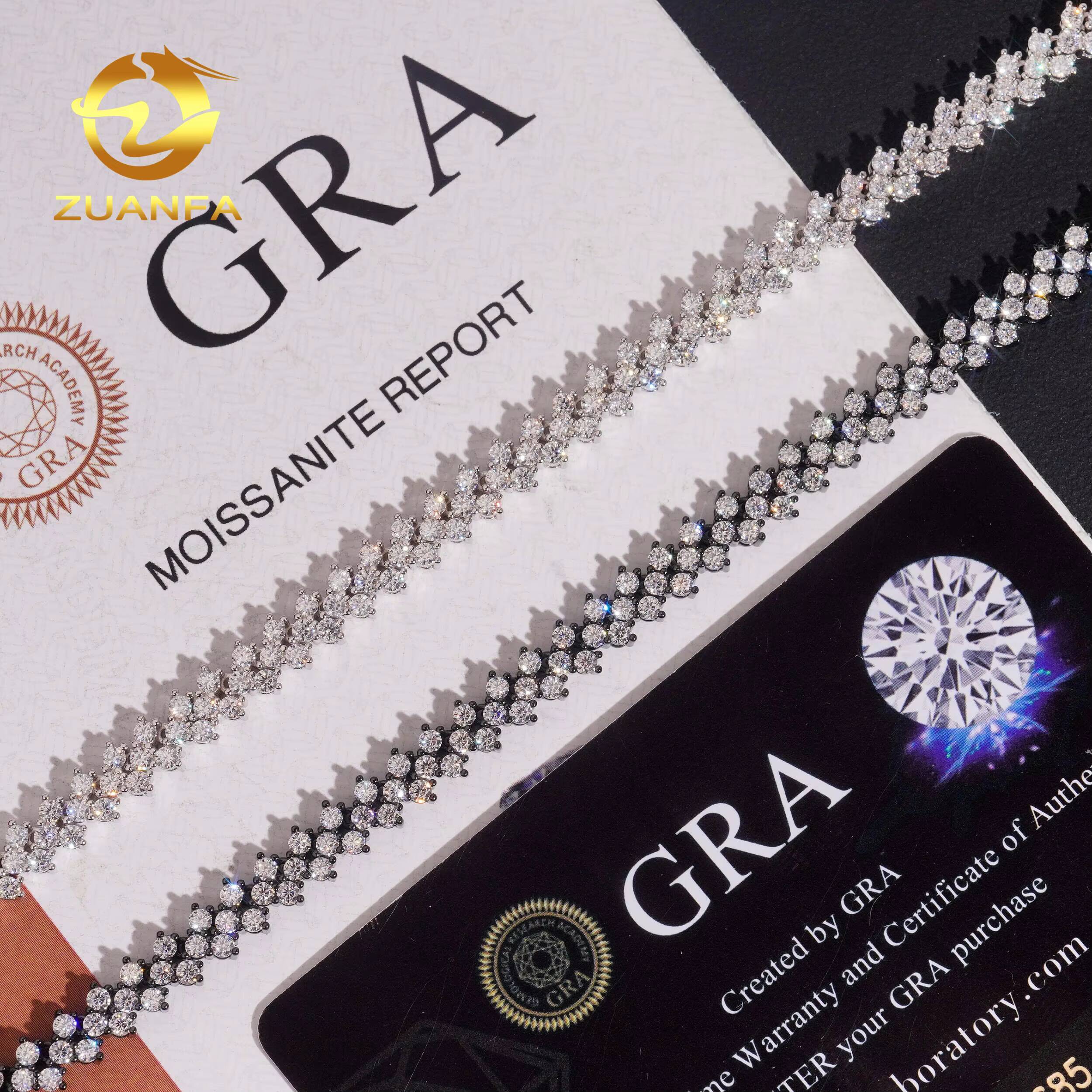 New Design 6mm Tennis Chain Moissanite Pass Diamond Test 925 Silver Gold Plated Grace Design Necklace