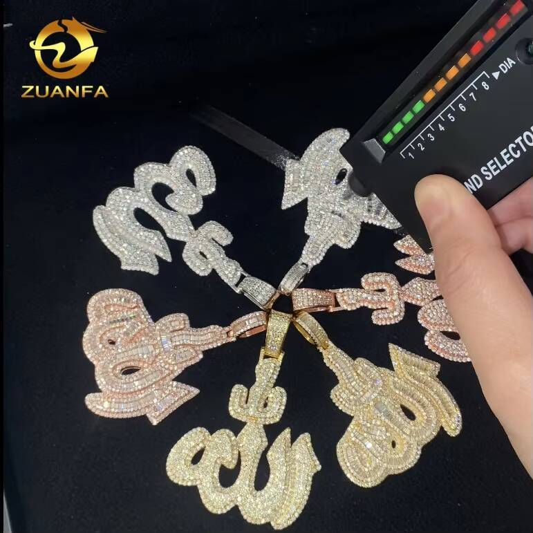 Pass Diamond Tester Custom Hip Hop Moissanite Charms Diamond Jewelry Ice Out 925 Silver VVS Moissanite Fine Allah Pendant