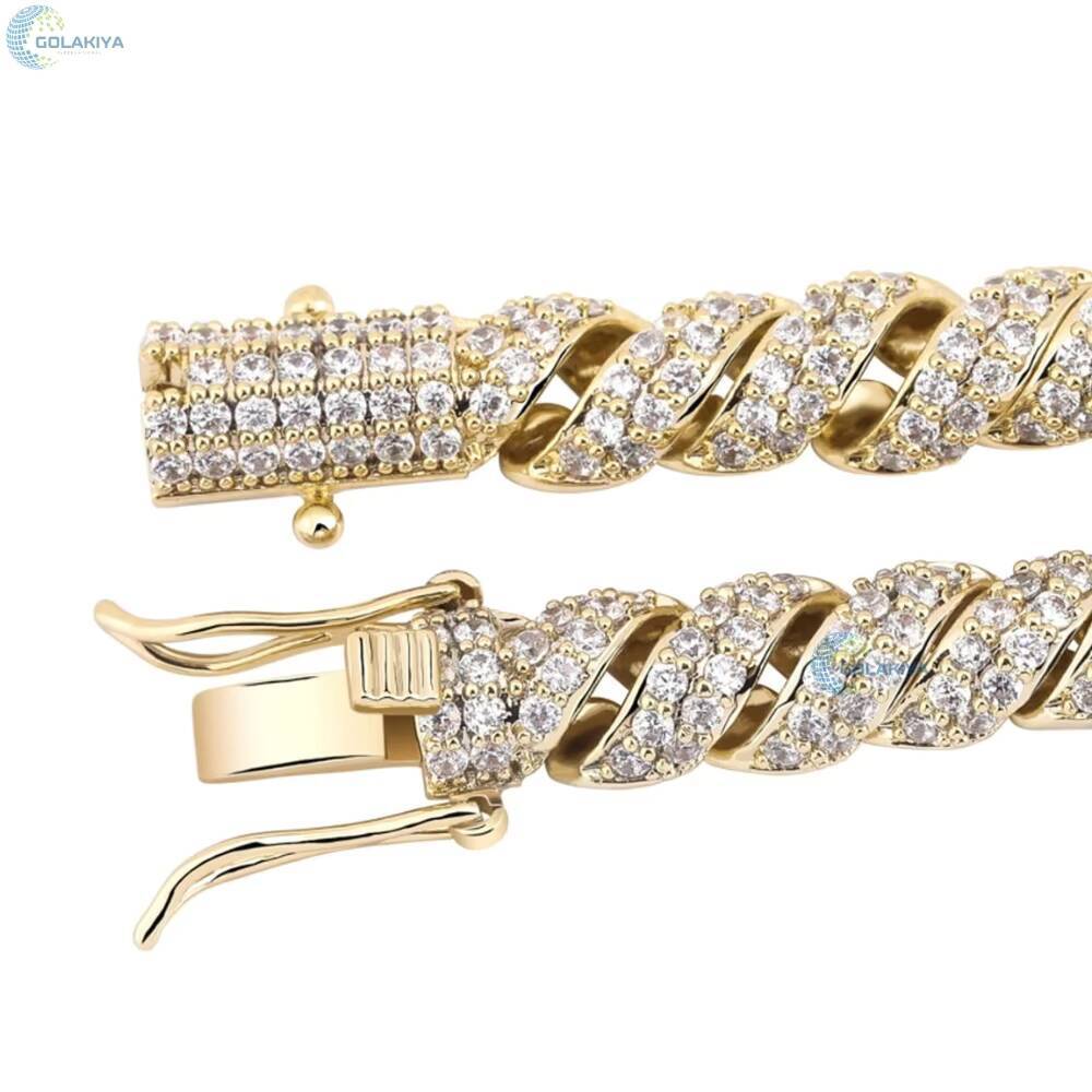 Iced Out Moissanite Rope Chain Twisted Bling Necklace for Men VVS Sparkle Hip Hop Chain