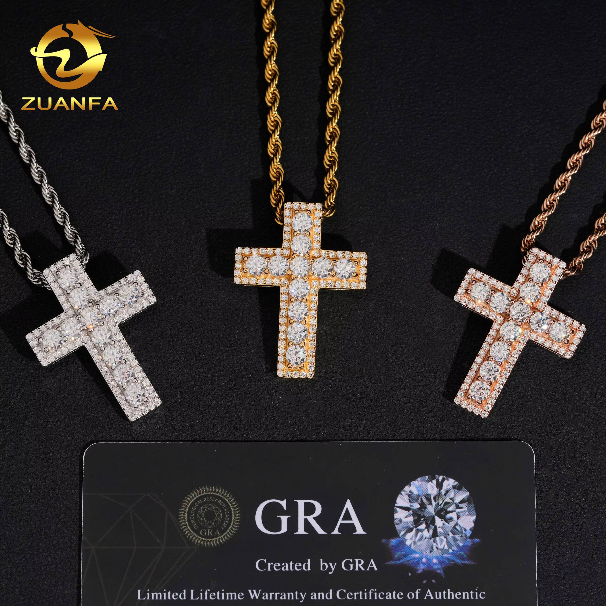 Hip HopJewelry VVS Moissanite Diamond Iced Out Pendant Cross Pendant Silver 925 Moissanite Custom Pendant Instock