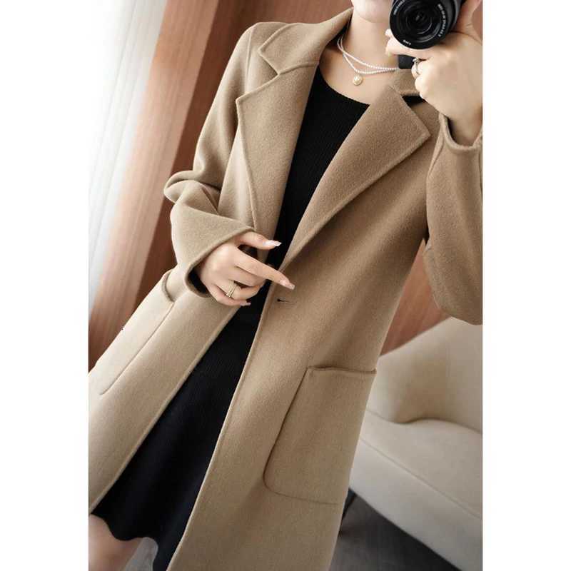 Autumn Winter Girls Chic Fashion MidLong Jackets Female Classic Woolen Blends Coats Clothes Women Leisure Daily CoatT251101