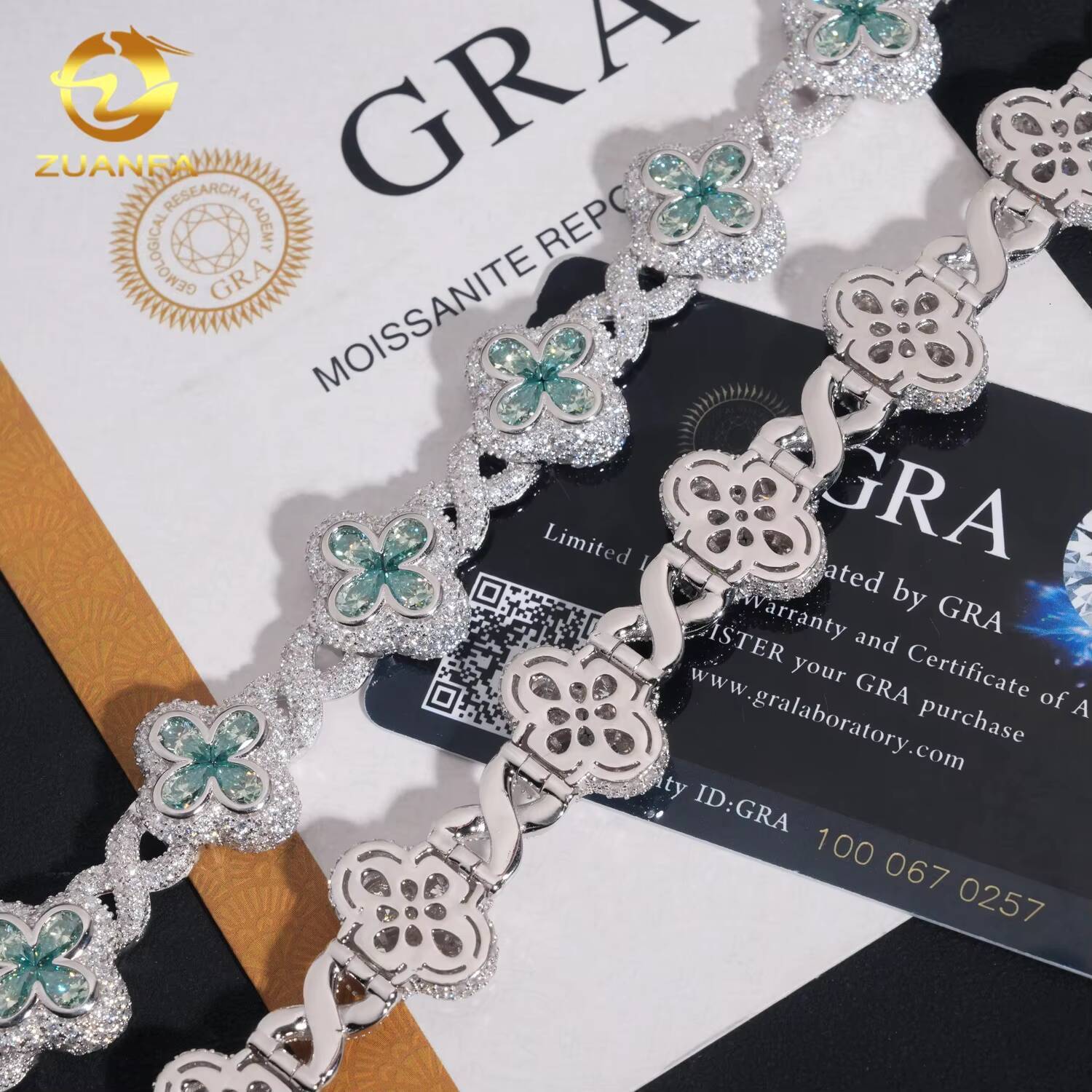 Luxury Hip Hop Jewelry 9mm Flower Moissanite Cuban Link Bracelet 925 Silver Iced Out Moissanite Cuban Bracelet for Men Women