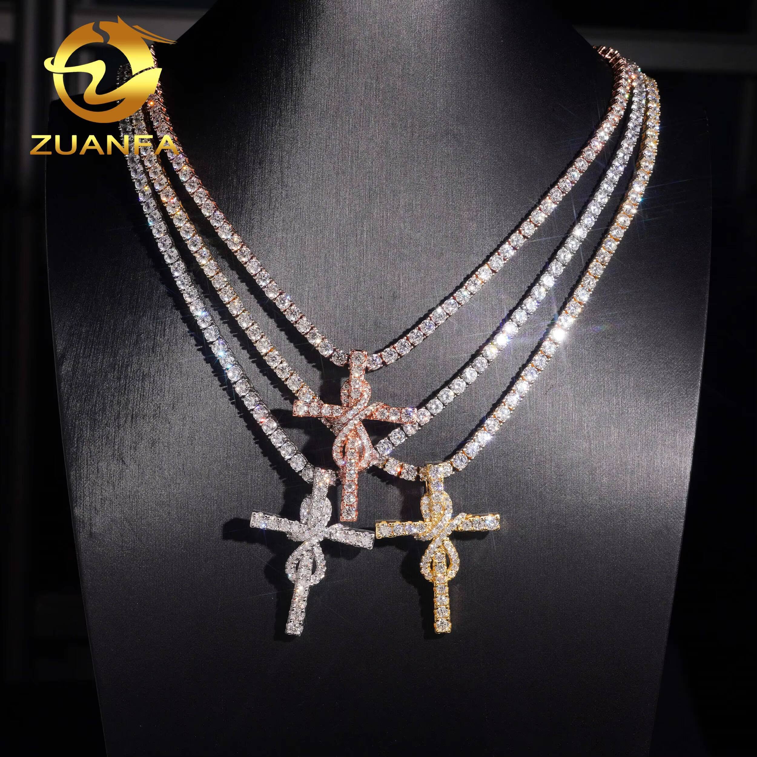 Moissanite Jewelry Charms Cross Iced Out 925 Silver Hip Hop VVS Diamond Pendant for Necklace