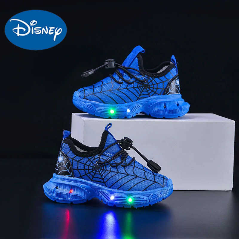 Disney Childrens Led Light Shoes Fashion Spiderman Boys Sneakers Cartoon Casual Shoes Breathable Kids Sport Shoes Size 2130 H251101