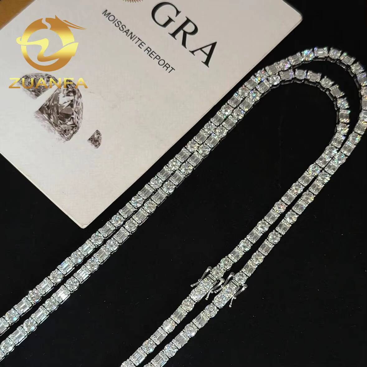 Pass Diamond Tetser 5mm 925 Silver Moissanite Tennis Chain Fashion Hip Hop Jewelry Iced Out Tennis Necklace