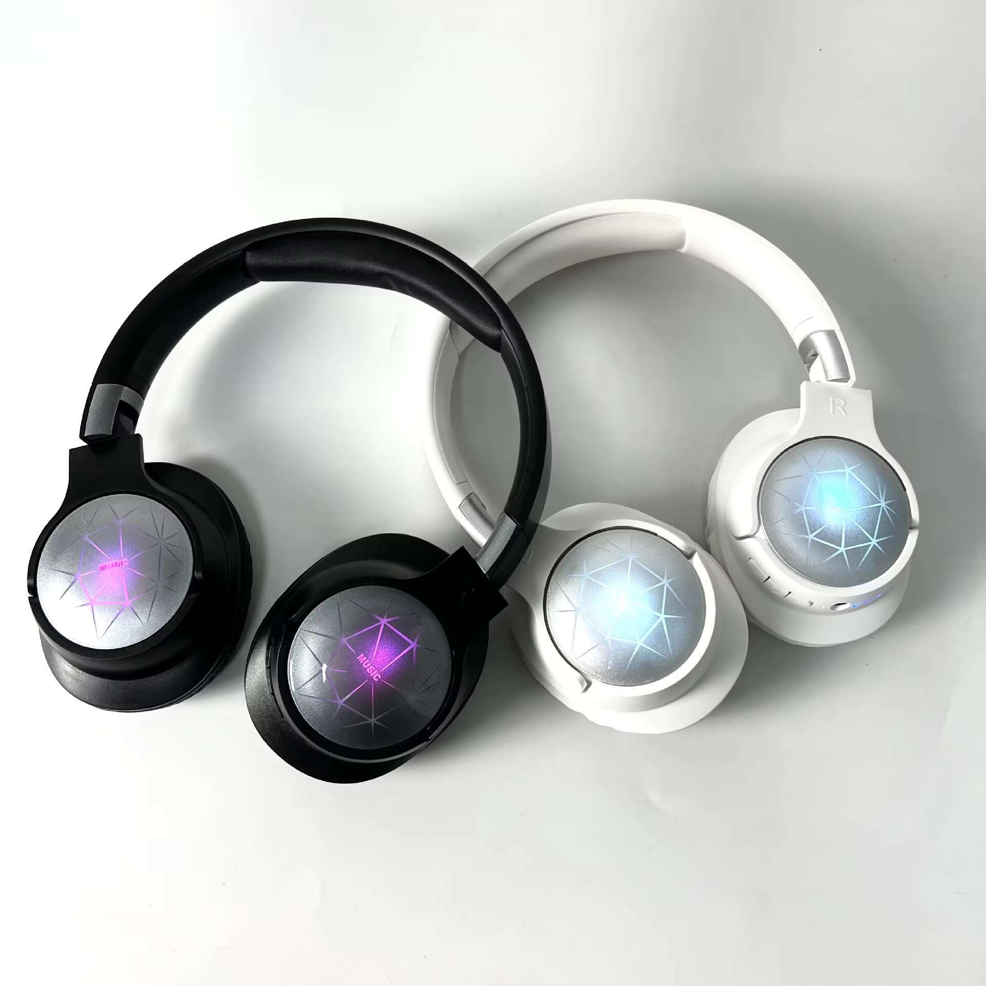 Foldable Wireless LED Headset with HiFi Surround Sound Waterproof Over-Ear In-Ear Headphones for Cool Boys and Girls