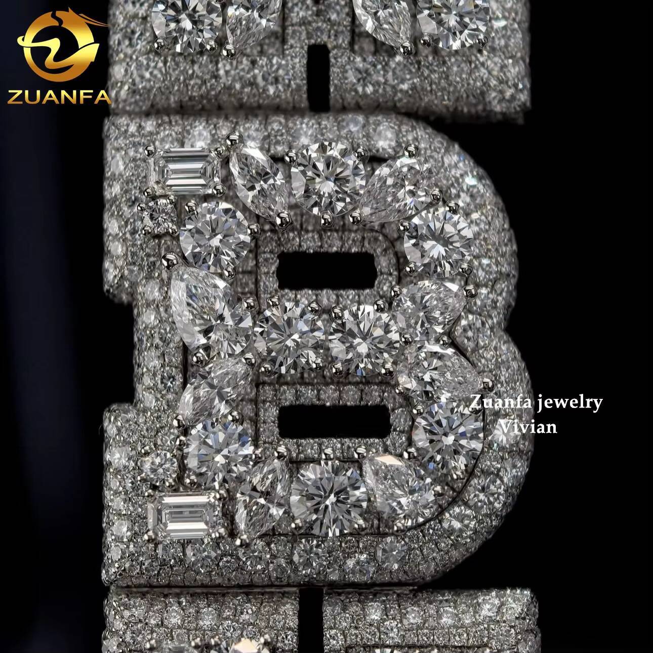 Custom Hip Hop VVS Moissanite Pendant Luxury 925 Fine Jewelry with Iced Out Fashion Moissanite Letter Pendant