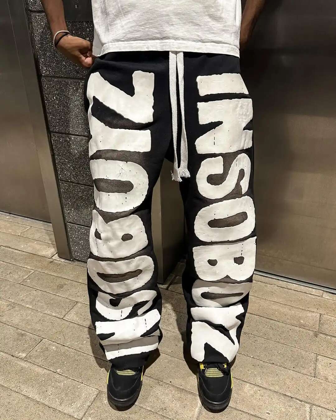 American Fashion New Street Retro Letter Patch Baggy Jogging Pants Men And Women Y2k Haruku Hip Hop Casual Wide Legs Trousers
