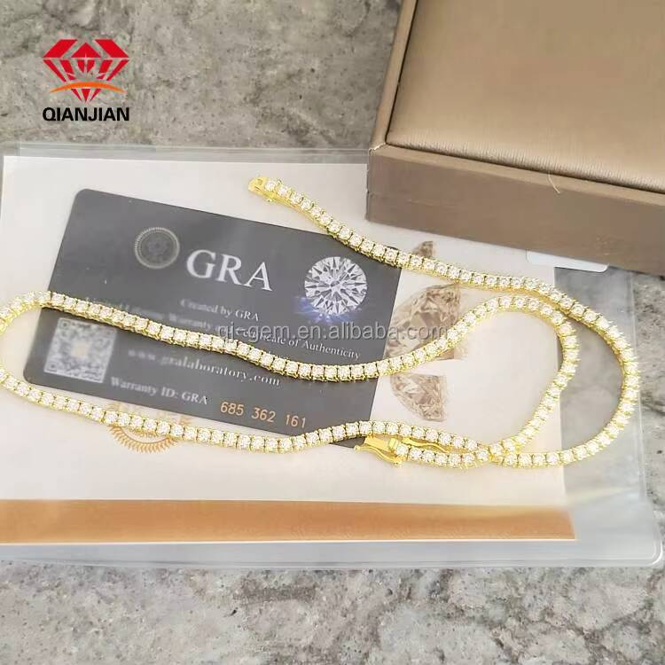 Moissanite Jewelry D Class Moissanite Tennis Necklace Sterling Silver Tennis Link Chain Moissanite Diamond Tennis Chain Necklace