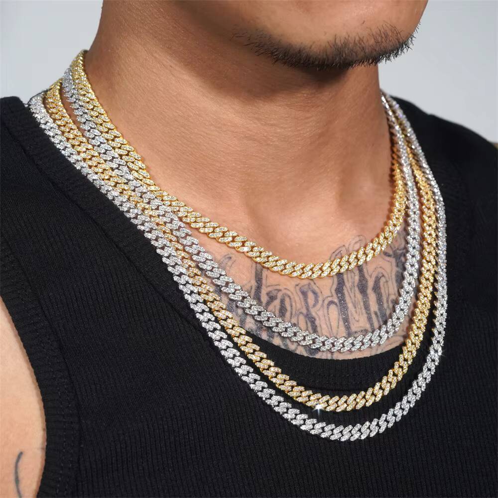 Pass Diamond Tester VVS Moissanite Lab Diamond Silver 925 6MM Cuban Bracelet and Chain Hip Hop Iced Out Jewelry Cuban Link Chain
