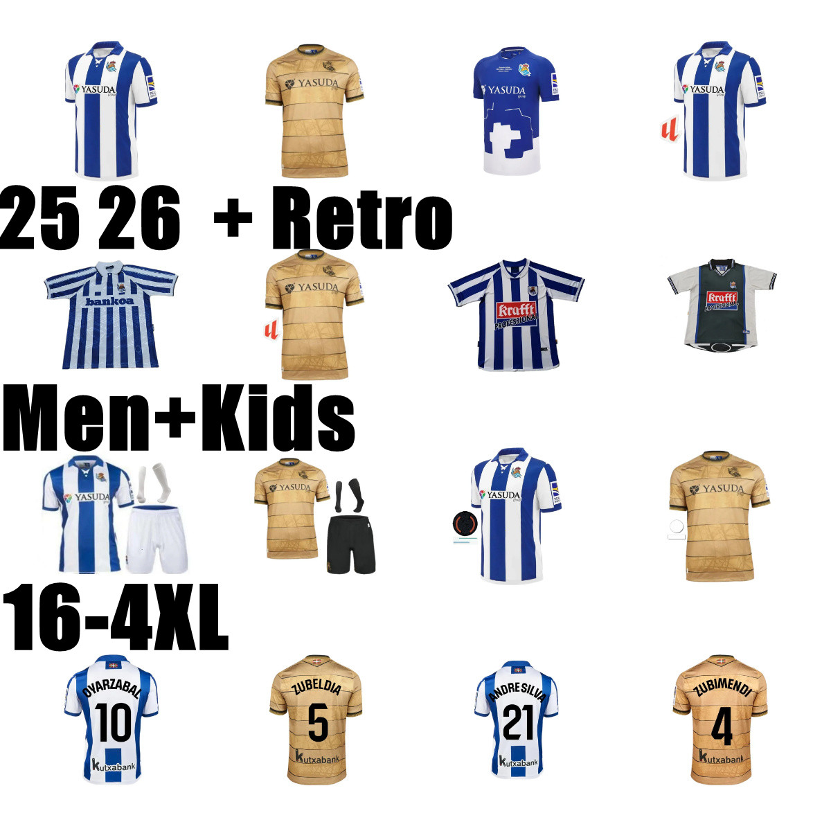 Real Sociedad 24 25 OYARZABAL Soccer Jersey PRIETO PORTU DAVID SILVA TAKE Carlos Fernandez ILLARRA CARLOS FDEZ KUBO MERINO Men kids retro 02 03 94 95 Football Shirt 4XL
