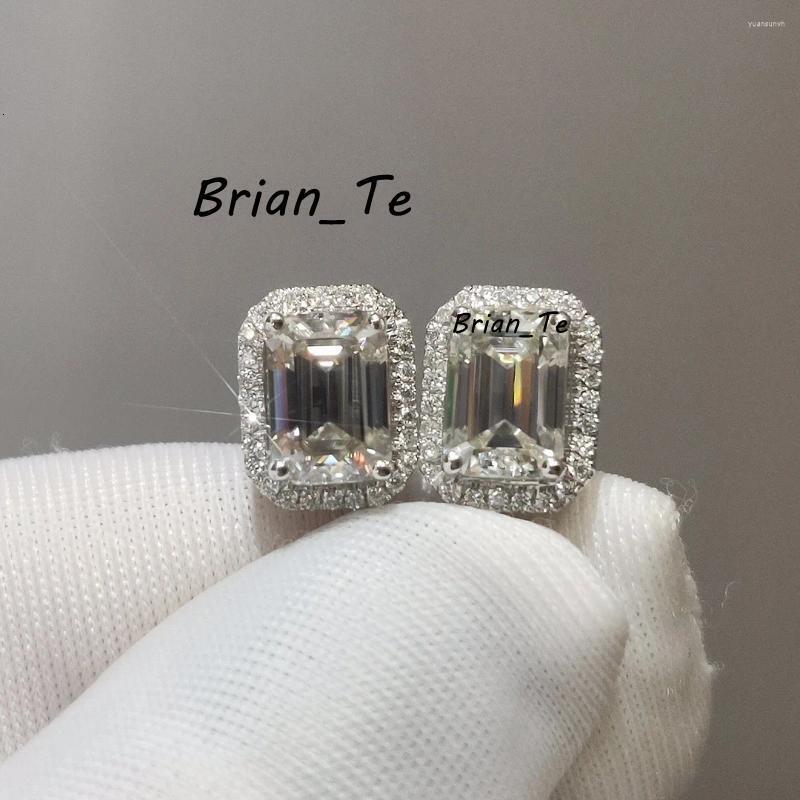 Stud Earrings Inbeaut 18K White Gold Emerald Cut Total 1.6 Ct D Color Pass Diamond Test Rectangle Moissanite Classic Jewelry
