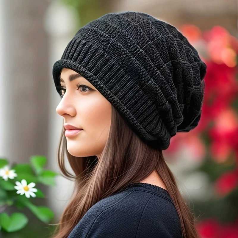 Lightweight Knit Cap Elastic Winter Knitted Beanie Hat with Fashionable Polyester Chunky Slouch and Hand Washable Ear WarmersXJ251101