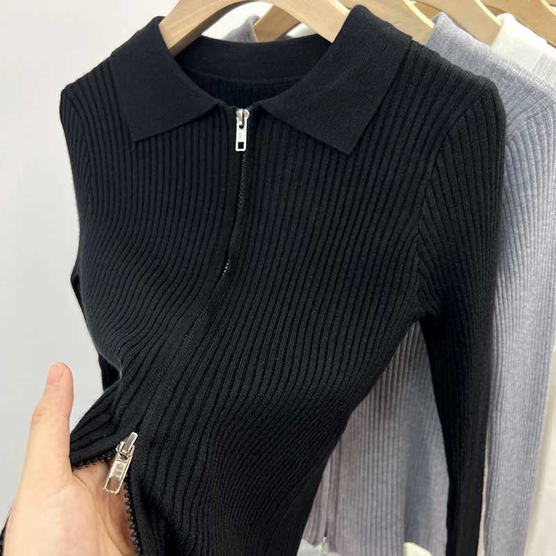 Knitted Sweater Women Cardigans New Long Sleeve Turn Down Collar White Knit Sweater Cardigan Women Tops Sueters De Mujer Q981T251101