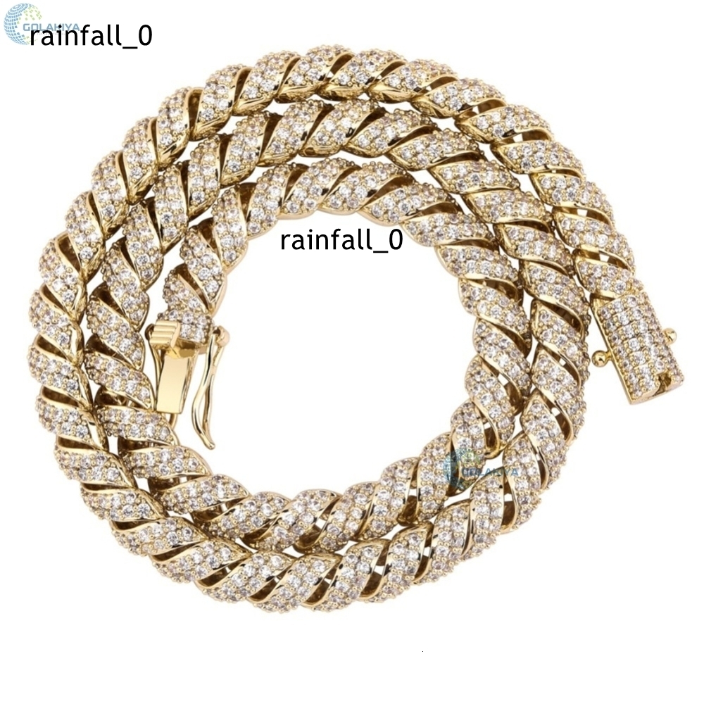 Iced Out Moissanite Rope Chain Twisted Bling Necklace for Men VVS Sparkle Hip Hop Chain