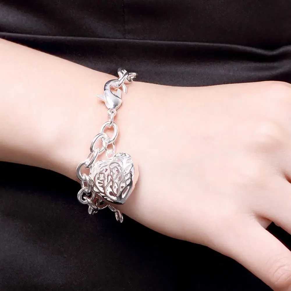 Romantic and beautiful hollow heart chain 925 sterling silver bracelet popular and exquisite jewelry for women wedding and Christmas gifts Y250329