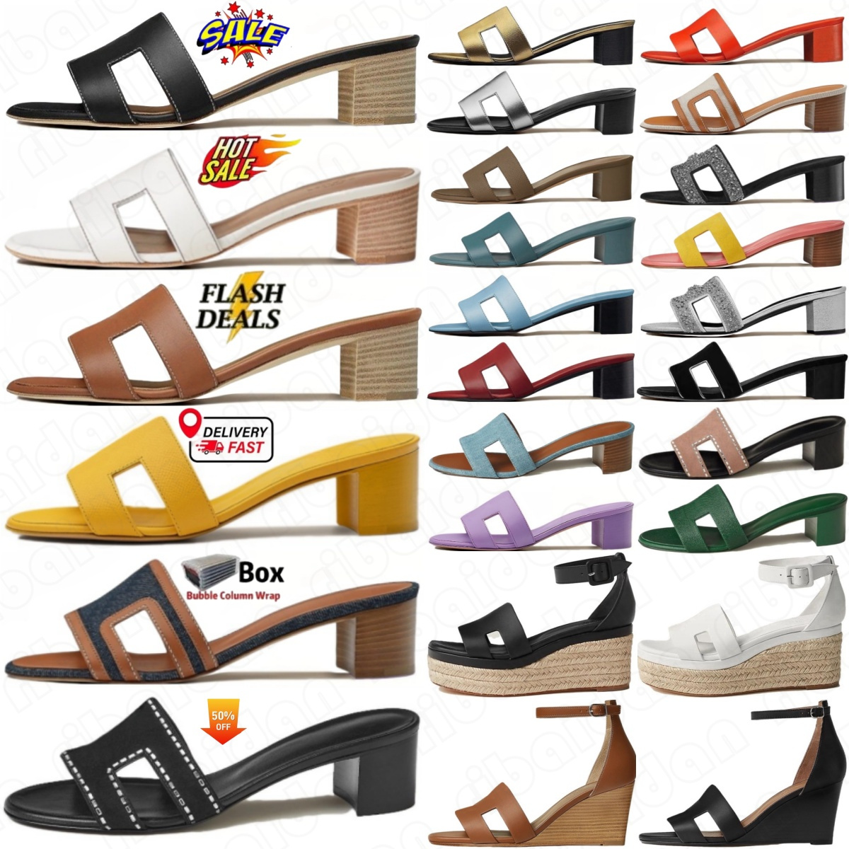 designer Oasis sandals high heels open toe sandal Gold Blanc Noir Calfskin Blue Mineral Cinematic Rouge Lambskin Chunky heel Beach women slippers