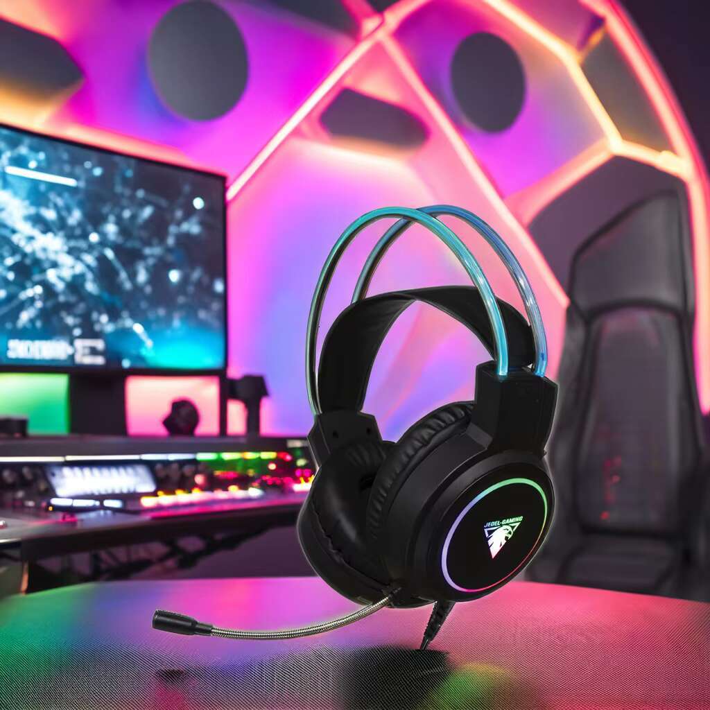 Jedel Wired Sports Headset with Cool Glowing Features Dynamic Microphone for Internet Cafe & Coffee Shop Use AAC Codecs