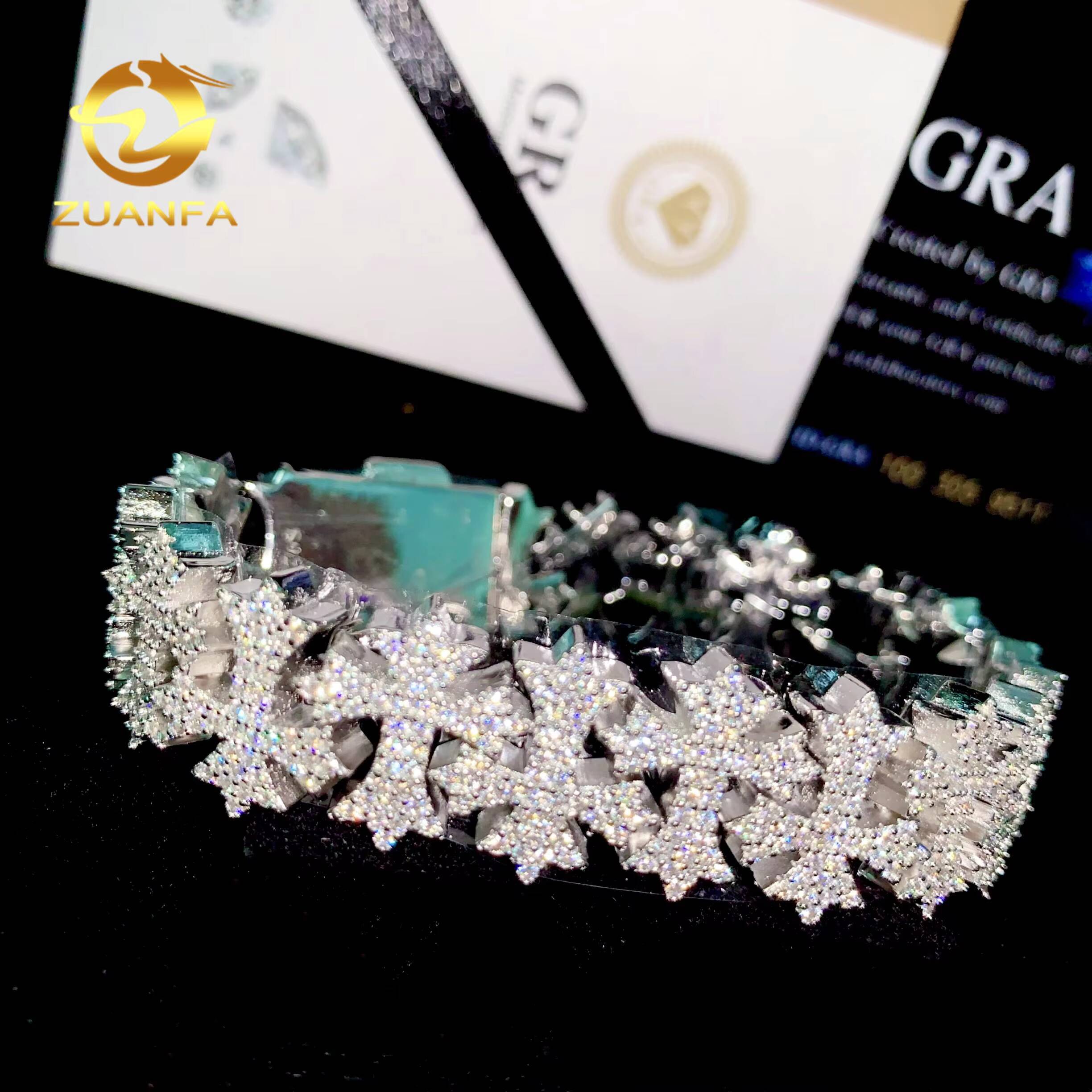 Heavy Cross Bracelet 16mm Moissanite Diamond Cuban Link Chain Moissanite Cuban Link Bracelet Cuban Chain