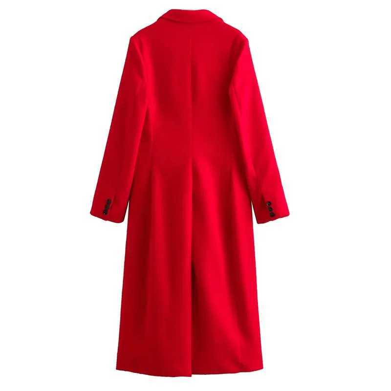 HXAO Winter Coats Woman 2024 Red Long Coats For Women Autumn Faux Wool Coat Casual Long Sleeve Coat Elegant Womens OvercoatT251101