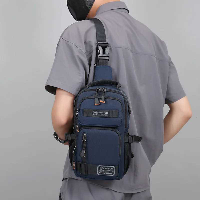 Mens Multifunctional Chest Bag Lightweight Simple Multipockets Shoulder Bags Outdoor Sports Hiking Cycling Crossbody bagW251101