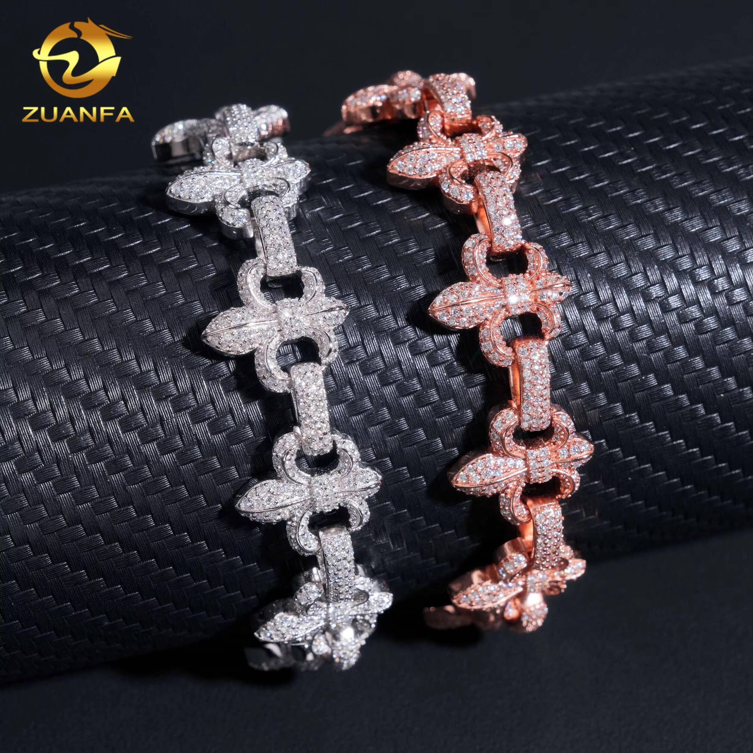 Pass Diamond Tester Hip Hop Jewelry 16mm VVS Moissanite Cuban Bracelet Iced Out 925 Silver Cuban Bracelet Rapper Jewelry