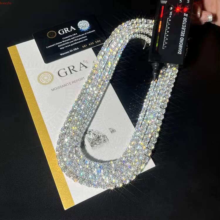 Wuzhou Factory Price Hip Hop Necklace S Sier with GRA VVS Cuban k 2mm - 6.5mm Moissanite Tennis Chain Jewelry