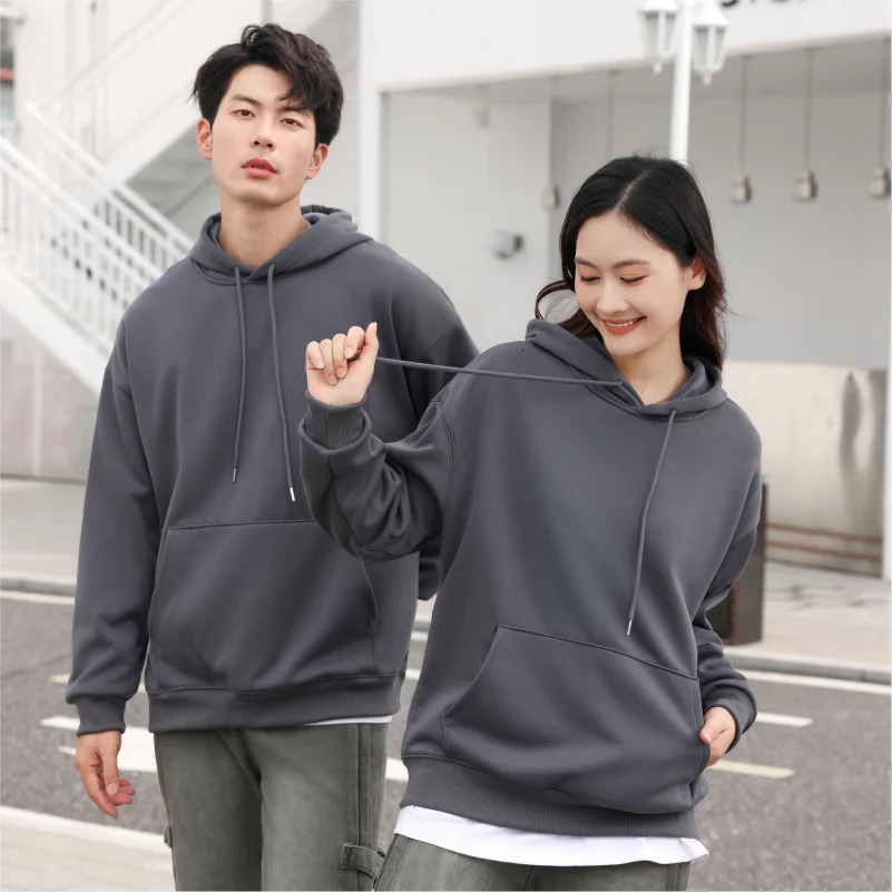 Winter mens and womens veet warm hooded sweatshirt customization company team casual floral sportswear embroidery printing 250327