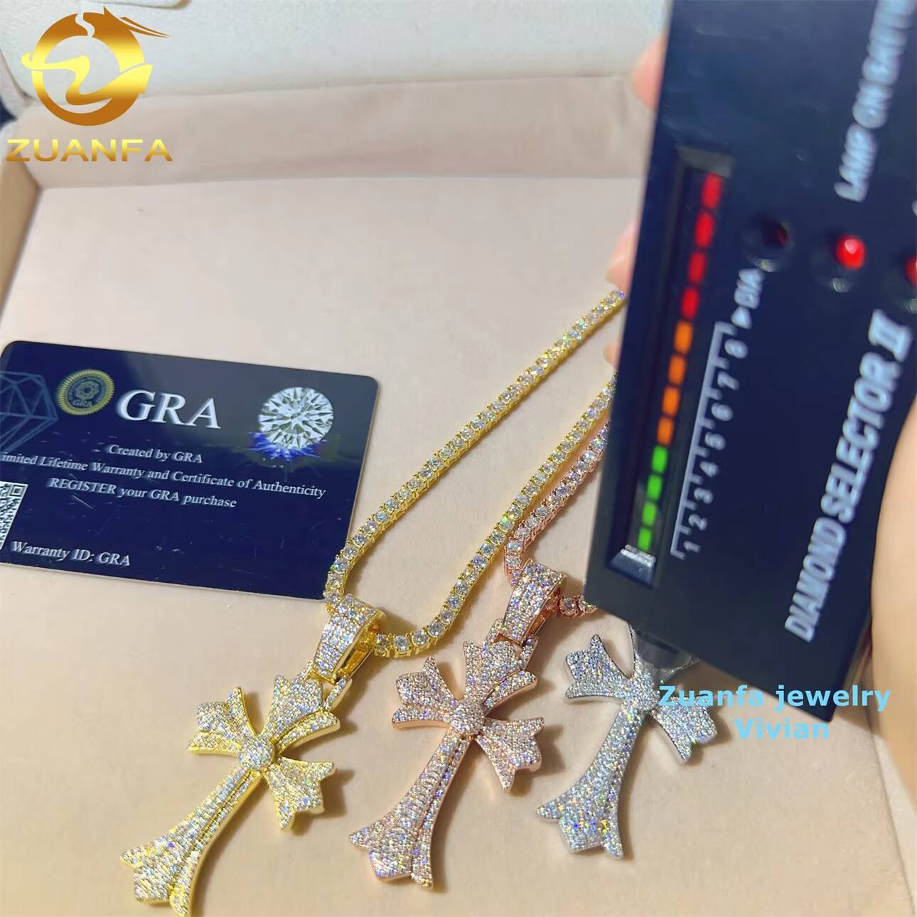 Pass Diamond Test Sterling Silver 925 Moissanite Pendant Men Hip Hop Iced Out Fashion Corss Moissanite Pendant