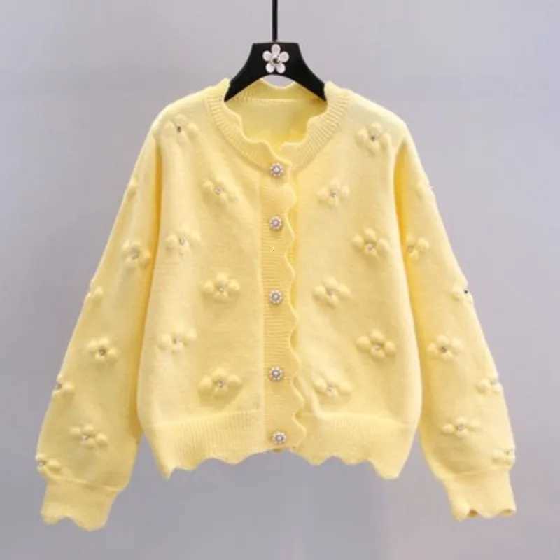 Round O Neck Womens Cardigans Flower 2025 Trending Fashion Korean Streetwear Trend Youth Style Chic Solid Ladies Knit SweatersT251101