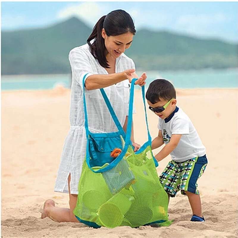 Children Sand Away Protable Mesh Kids Bath Toys Storage Bags Swimming Large Beach For Towels Women Cosmetic Makeup Bag