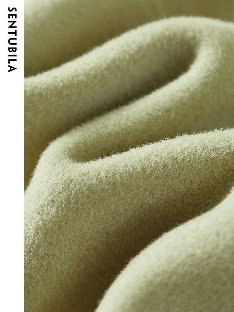 SENTUBILA Womens Elegant Winter Wool Long Coat Solid Color Fashion Warm Overcoat Female Single Breasted Outerwear W24O42059T251101