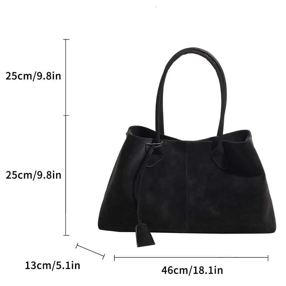Winter Faux Suede Handbags Women England Style Solid Casual Totes Large Capacity Designer Shoulder Bags Lady Retro Female BagsW251101