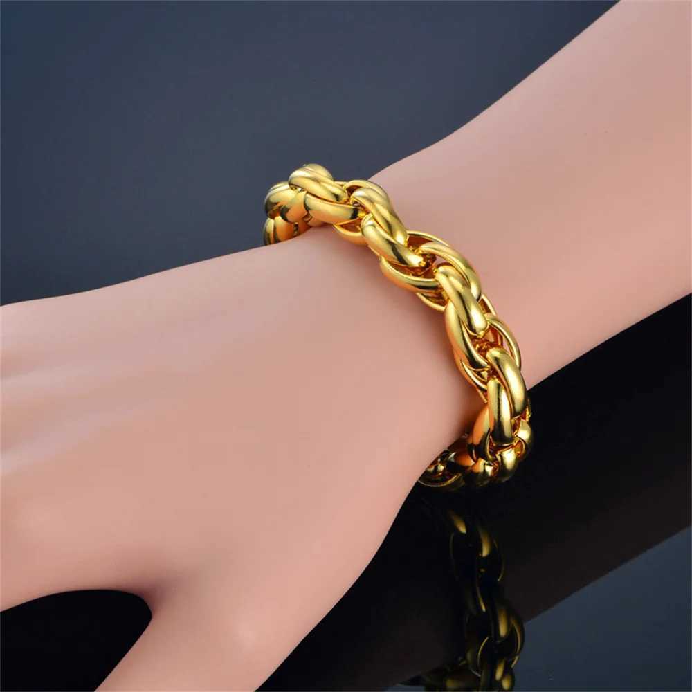 Silver plated 22CM thick rope chain bracelet mens stainless steel charm party gift designer jewelry Y250329