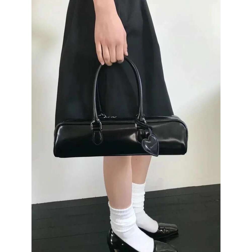 Women's Bags Solid Color Patent Leather Women Fashion Boston Casual Single Shoulder Handbag Tote High Street Design Underarm Bag