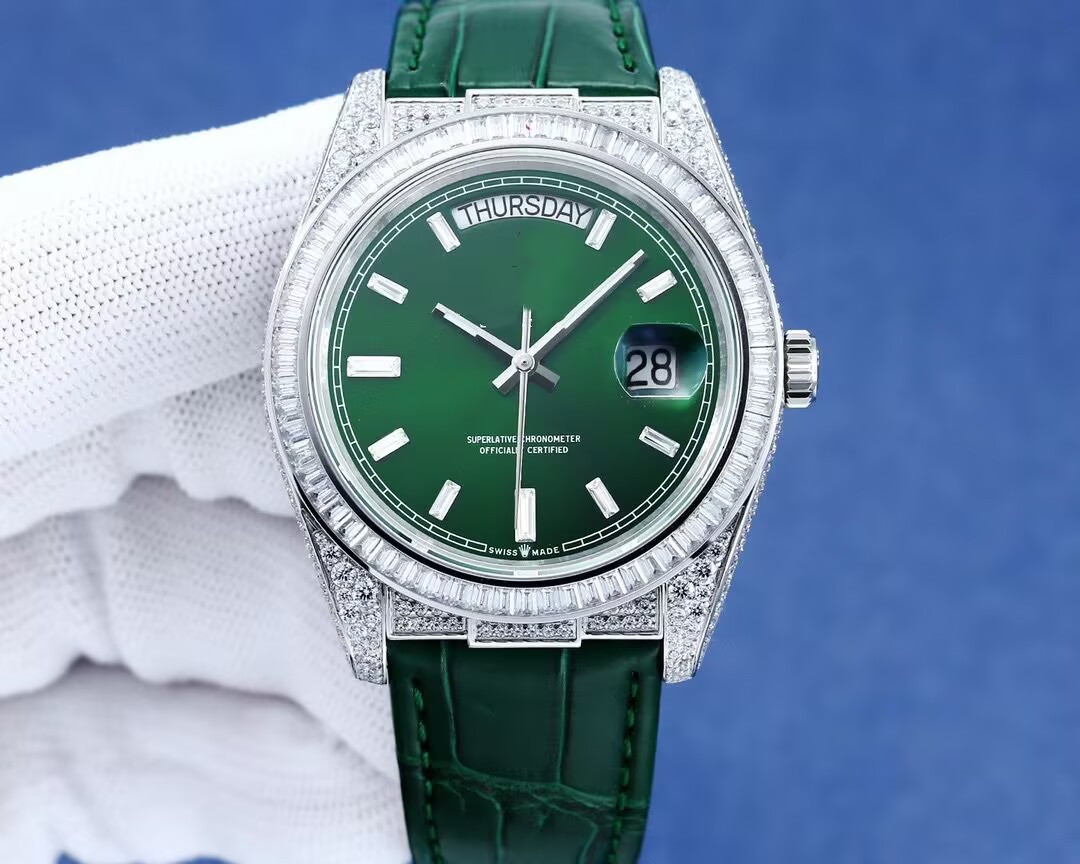 Log-type alligator leather strap series ETA2836 automatic movement watch crafted from 904 steel and adorned with premium natural diamonds diameter 40mm men's watch