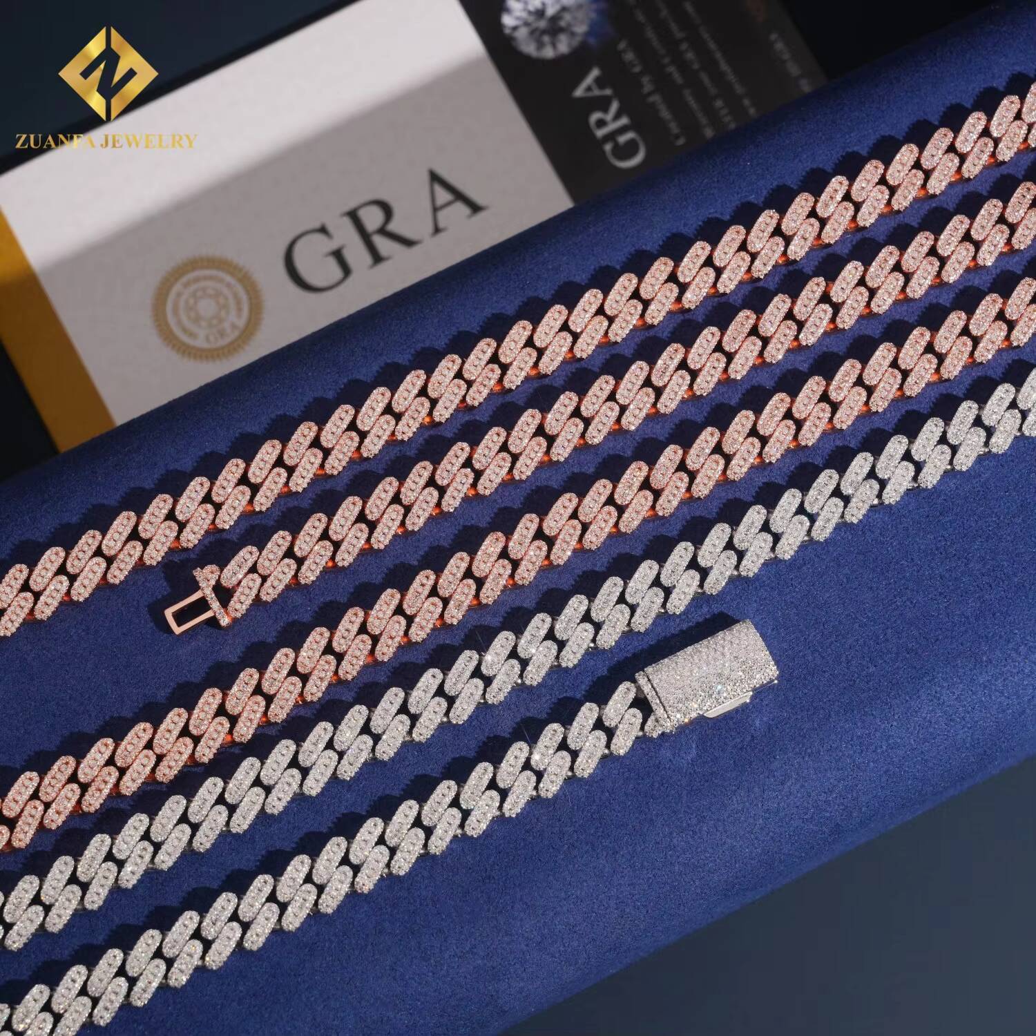 Wholesale Price Hip Hop Men Rose Gold Miami Necklace in 925 Silver 10mm Iced Out Moissanite Cuban Link Chain Rock Jewelry