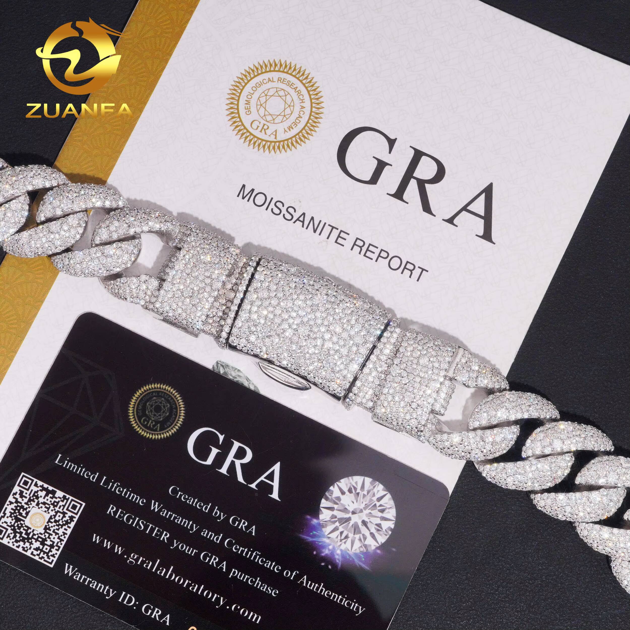 20mm Big Cuban Chain VVS Moissanite Box Lock Necklace Solid 925 Silver Hip Hop Jewelry Iced Out Miami Cuban Link Chain Bracelet