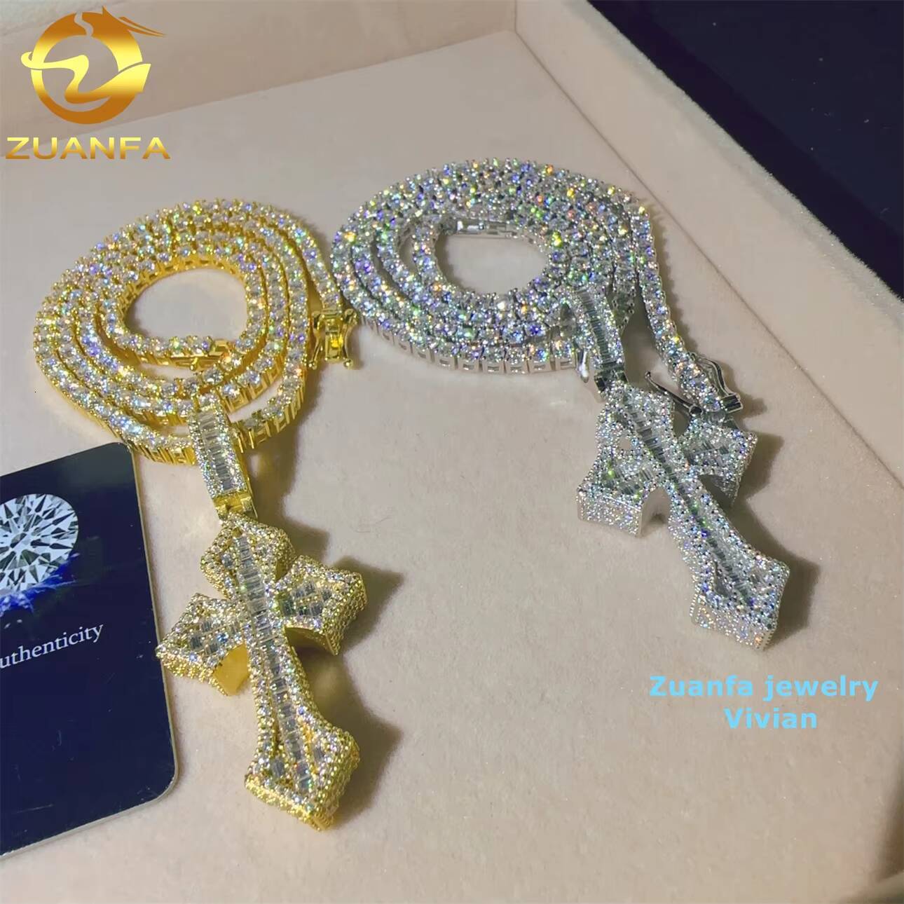 Custom Hip Hop Pendant D Color VVS Moissanite Diamond Fine Jewelry Fashion Luxury Sterling Silver 925 Moissanite Cross Pendant