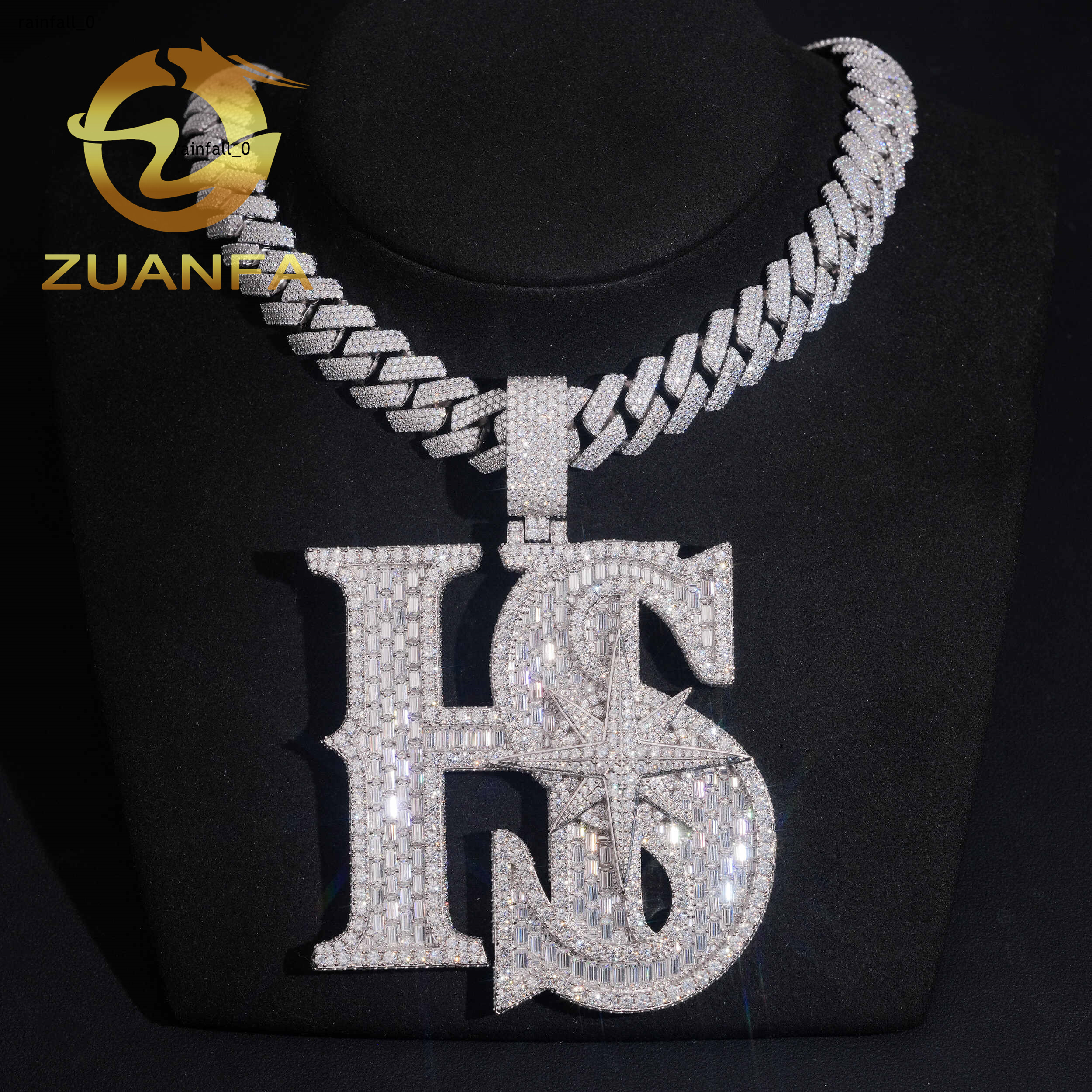Custom Hip Hop Jewelry Iced Out Moissanite Chain Pendant 925 Silver Moissanite Name Pendant Pass Diamond Tester