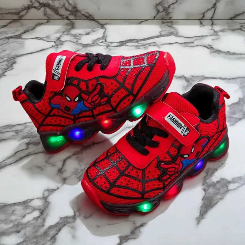 Disney Children Luminous Shoes For Boys Gilrs New LED Lighted Soft Spring Baby Kids Sneakers Infant Tennis Breathable H251101