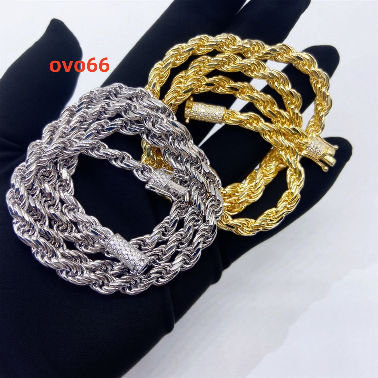 Custom 925 Sterling Silver Pass Diamond Test VVS Moissanite Lock 6mm Hip Hop Rope Twist Chain Link Bracelet Fine Jewelry for Men