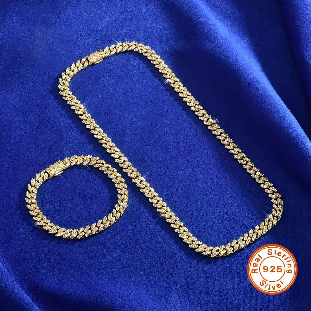 Advanced 925 Silver Moissanite Cuban Chain Necklace From Mozambique 8mm Cuban Chain