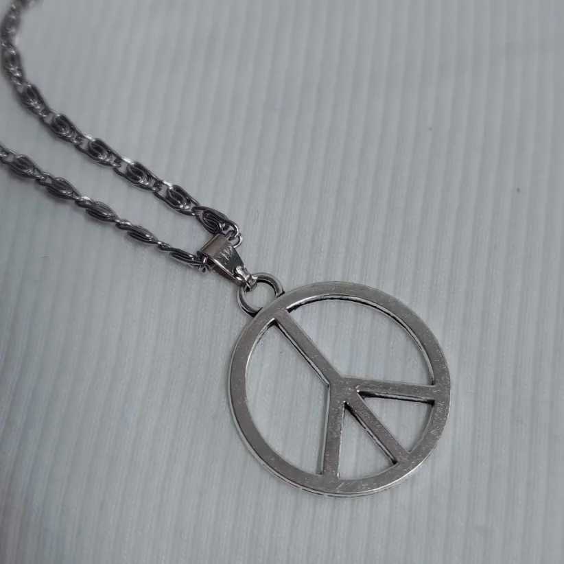 Peace Sign Necklace Hippie Stainless Steel Chain Necklace Gothic Jewelry GiftC250407