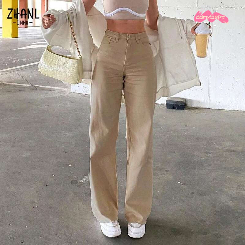 Brown Jeans Fashion Y2K Women High Waist Stretch Wide Leg Femme Trousers Casual Comfort Denim Mom Washed Jean Pants ddmySept