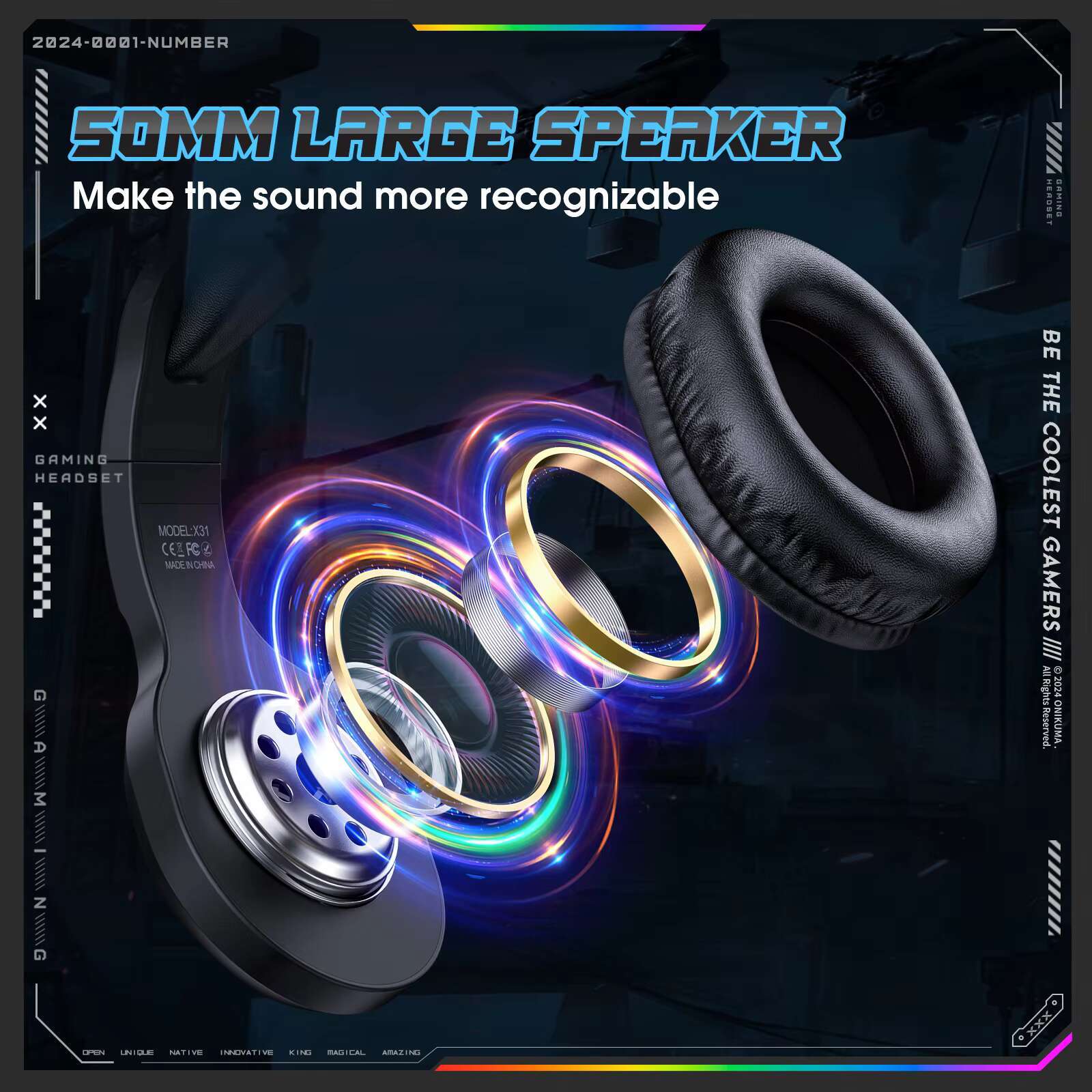 ONIKUMA X31 Stereo Wired Computer Headphones With LED Light Mic Soft Memory Earmuffs Overhead Headset Gaming Accessories